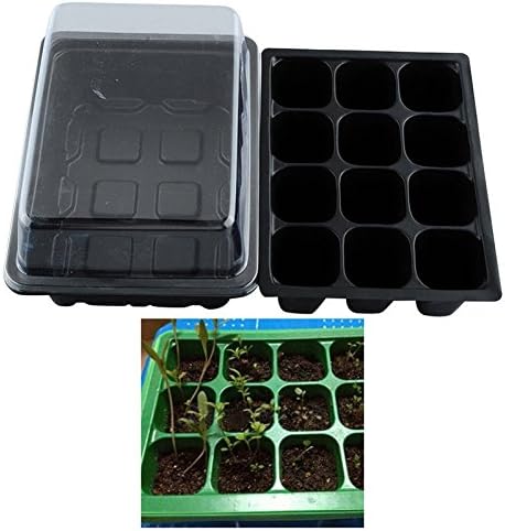 5 PCS 12 Cells Seedling Starter Trays for Seed Germination +5 Plant Labels