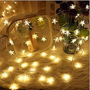 Priti_ENTERPRISESs_ Star String Lights for Indoor Outdoor Decoration Diwali Light for Party Birthday Diwali Christmas Navratri Valentine Gift Home Decoration Light (240*cm 36 *LED)