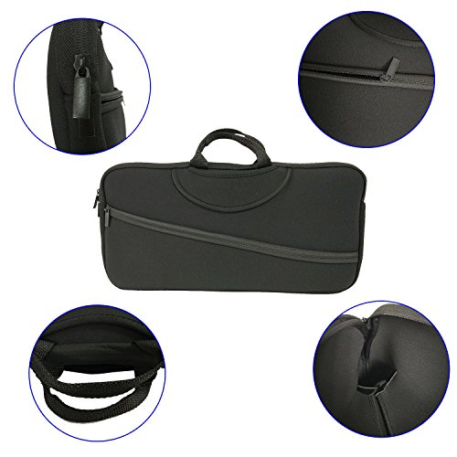 Schwarz weich Neopren Sleeve Schutz mit Travel Tasche Cover Tasche für Canon Pixma iP110 und Pixma iP100 Farbdrucker / HP Officejet 100 150 H470 Tintenstrahldrucker / Epson WorkForce WF-100W MobilePrinter A4 Tintenstrahldrucker / Mobile Photo Drucker und Power Adapter & Kabel - 2