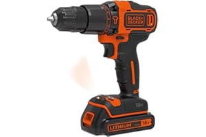 BLACK+DECKER Trapano/Avvitatore a Percussione 18V-1.5Ah con 2 Batterie in Valigetta. BDCHD18KB-QW
