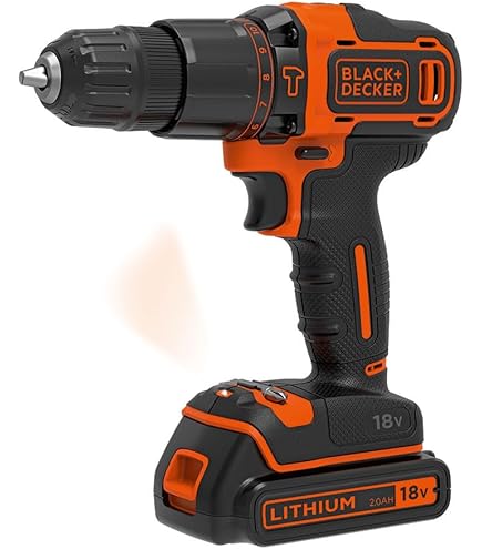 BLACK+DECKER 18V Cordless Hammer Drill - 45Nm Torque, 2-Speed, LED Light (No Battery)