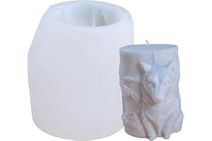 Xidmold Moule à bougie cylindrique 3D en forme de loup - Moule pour la fabrication de bougies à la cire de soja, du savon, des ornements artisanaux (loup)