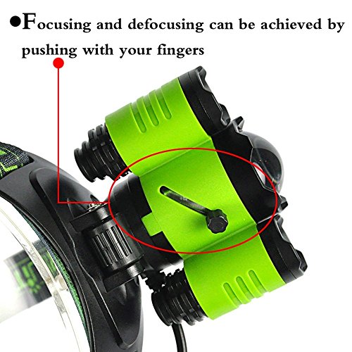 Boruit Led stirnlampe kopflampe 2016 LED-Scheinwerfer mit 4 Modi, super heller nachladbarer Hauptfackel-LED-Scheinwerfer mit grünem Licht, XM-L2 + 2XP-E LED wasserdichte Zoomable Kopf-Lampen-Lampe für das Wandern des kampierenden kletternden das Radfahren-Fischensicherheits-Lichtes - 4