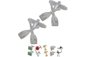 COLLAR AND CUFFS LONDON - Spinki do mankietów premium z prezentacją pudełko na prezent wioślarstwo - wiosła łódka kajakarstwo morskie marynarka granatowa królewska - srebrny kolor