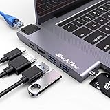 ShookOne Hub USB C Adaptateur MacBook Pro 2018/2017/2016, MacBook Air 2018 Adaptateur USB de type C avec Ethernet RJ45, HDMI 4K, lecteur de carte SD / TF, 2 * USB 3.0, type C PD 60W / 87W
