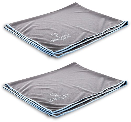 Panno in Microfibra (2 Pezzi) - 65 x 50 cm - Ideale Per La Pulizia e Lucidatura di Bicchieri in Cristallo, Argenteria, Bronzo, Gioielli, Acciaio, Ecc - Non Lascia Strisce Né Aloni o Lanuggine (Grigio)