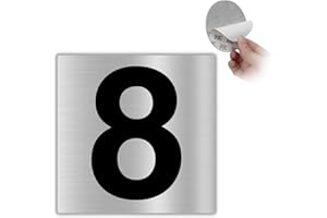LEIASA | Numéro Autocollant Maison - 10x10 cm - Aluminium - N° 8 - Numéro Appartement Hôtel - Numérotation Portes - Intérieur et Extérieur - Numéro de Porte - Numéro 8 (Numéro 8)
