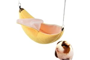 ANZONGYI Banana Hamster Bed House & Swing - Warm House Accessories for Sugar Glider, Squirrel, Chinchilla, Hedgehog, Rat & Small Bird