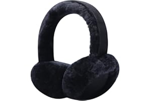 Harssidanzar cache-oreilles en fourrure véritable pour hommes et femmes, cache-oreilles en peau de mouton, cache-oreilles pliables, cache-oreilles d'extérieur, HU301EU