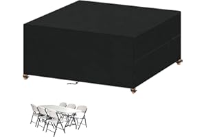 VANSHEIM Outdoor Furniture Covers, 420D Oxford Fabric Garden Table Cover, Waterproof, Anti-UV, Patio Furniture Covers, 180x150x75cm