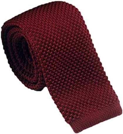 Hydaa Vintage Smart Casual Men's Skinny Knit Tie Slim Fashion Necktie Gift for Groom (Wine red)