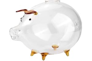 Tyenaza Przezroczysta szklana świnka oszczędzająca monety, mała przezroczysta skarbonka skarbonka dekoracja prezent dla dzieci