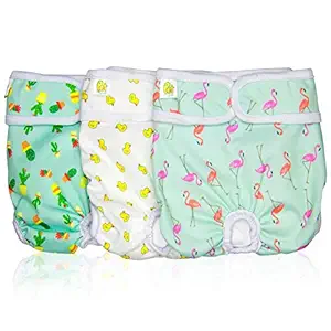 Luxury Reusable Dog Diapers (3-Pack) - Medium [New Pattern] Durable Dog Wraps Nappies for Both Male and Female Dogs, Cats, Rabbits and Other Small Animals by Pet Magasin (Trending, Medium)