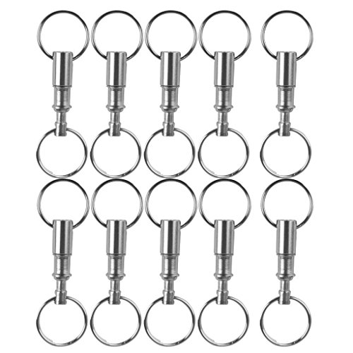 Preisvergleich Produktbild Nopea Schlüsselring Bilaterale Schnalle Schlüsselringe Schlüsselanhänger Edelstahl Schlüsselbund Aluminiumgehäuse aus Einem Doppelendigen 10 Stück