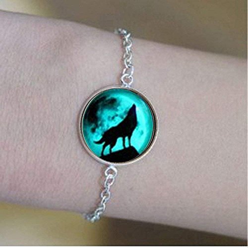 Moon Wolf Glow In The Dark Necklace – Unique Lovers Gift, Noctilucent Pendant For Him Or Her - View #3