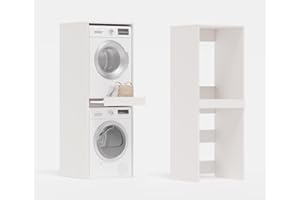 ‎PLATAN ROOM PLATAN ROOM Waschmaschine Trockner Schrank mit Ausziehbrett • Waschmaschinenschrank für Waschmaschine & Wäschetrockner • Überbauschrank 187 x 65 x 66 cm (Weiß)