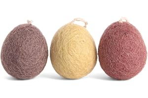 Gry & SIF große Bunte Osteranhänger Eier, Filzeier, Ostern, Osterdeko, Frühlingsdeko aus Filz, Handmade, Fairtrade | helle Ostereier, 4 cm, 3er Set