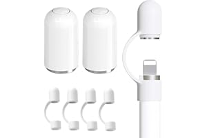 JCTRRJ 2 Stück Weiß Kappe 4 Stück Kappenhalter Apple Pencil Kappe, Apple Pencil 1. Generation Kappe, Apple Pencil Kappe 1. Generation, Apple Pencil Deckel, Apple Pencil Zubehör, Apple Pencil Cap