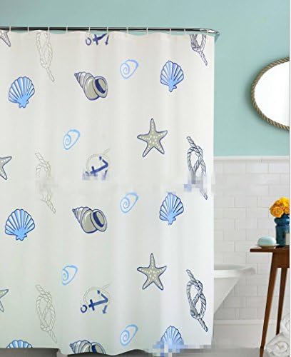 GYMNLJY PEVA Shellfish starfish Printing Shower curtain Bath Shower Shade for Bath Washable , 240x200