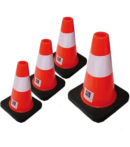 Lot De 5 Cônes De Signalisation Orange – Hauteur 30 Cm, Base Carrée, Matière Semi-souple – Pour Entraînement, Marquage, Parcours.