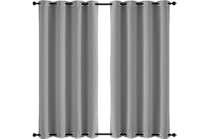 MENGH Outdoor Vorhang mit Ösen Oben und Unten 190x190cm, Wetterfest Sonnenschutz Sichtschutz Gardinen Verdunkelungs für Garten Terrasse Pavillon Veranda Balkon - hellgrau 1 Stück