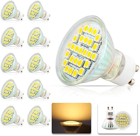 10Pcs Of GU10 Socket 4W 5050 SMD AC 240V 27 LEDs Beautiful Bright Warm White (3000K) Color Equivalent To 40W Replacement For Halogen Bulbs