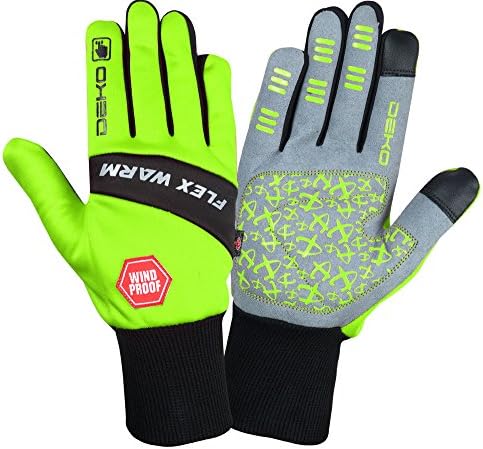 Flex Warm Padded Cycling Gloves MTB BMX Road Bike Cycle Full Finger Touch Screen (Green, Medium)