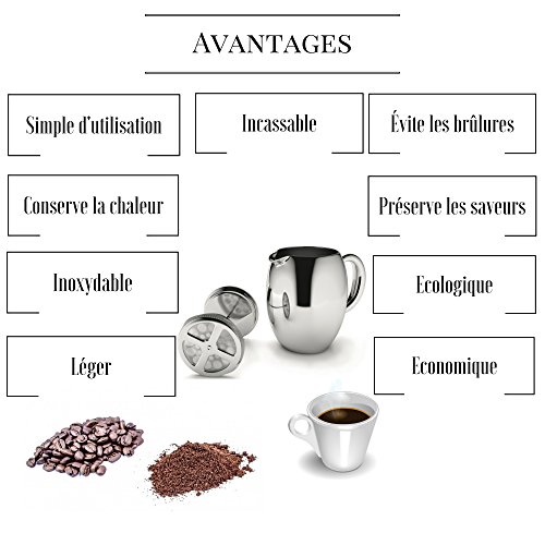 VeoHome – Pressfilter-Kaffeekanne – Kaffeebereiter – unzerbrechlich und hält Ihren Kaffee dank der Doppelhülle lange warm (0.75 Liter) - 6