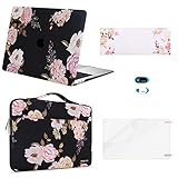 MOSISO Coque Compatible avec MacBook Air 13 Pouces A1932 2019 2018 avec Retina Display, Coque Rigide&Sac de Transport&Protection Clavier&Protecteur Écran&Couverture de Webcam, Pivoine Noire