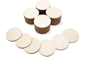 ‎CUWELT CUWELT 100 Stück 50mm Runde Holzscheiben zum Basteln, Holzscheiben Log Scheiben Rund, Unvollendete Verzierungen Holz Log Scheiben Rund für Hochzeit Dekoration DIY Handwerk Handarbeit Holz Etiketten