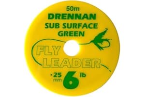 50m Drennan Subsurface Fly Line Tippet Leader Material - Green - 4lb