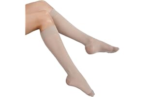 GABRIALLA Sheer Knee High Compression Stockings for Women - 20-22 mmHg, Closed Toe, Nude (XL)