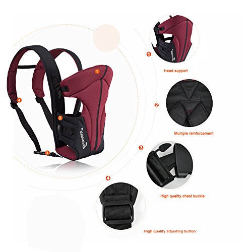 Ecosusi Babytrage 100% Polyester Bauch und Hüfttrage (3.6 – 9.1 kg) 3 Tragepositionen: Blickrichtung zum Elternteil, Blickrichtung zur Straße, auf dem Rücken des Elternteils - 4