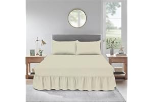 Cozy Haven Bedding Valence Sheet Collection - Soft Brushed Polycotton, Easy Wrap Elastic, Extra Deep Frilled with a Drop of 40cm (Double, Cream)