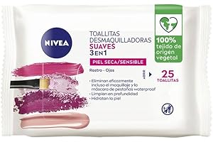 NIVEA Lingettes démaquillantes douces (1 x 25 unités), lingettes démaquillantes pour peau sèche et sensible, lingettes humides pour le visage, les yeux, les lèvres et le cou