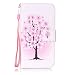 Produktbild Nancen Samsung Galaxy S6 / SM-G920 (5,1 Zoll) Hülle Case Handyhülle Brieftasche Etui Lederhülle Schutzhülle Abdeckung Bookstyle Klappcase mit 2 Kartenslots 1 Wallet Tasche Handgelenk Seil Magnetverschluss Bracket-Funktion Full Silikon Weich Innenschale Gemaltes Muster [Rosa Pfirsich Baum]