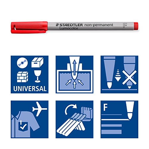 Staedtler 316 WP8 Folienstift Lumocolor non-permanent (wasserlöslich, F-Spitze Linienbreite ca. 0.6 mm, hohe Qualität Made in Germany, Set mit 8 Farben) - 6