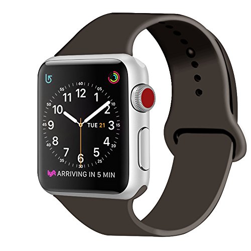 ZRO - Correa de repuesto para Apple Watch de silicona suave, cacao, 42mm S/M