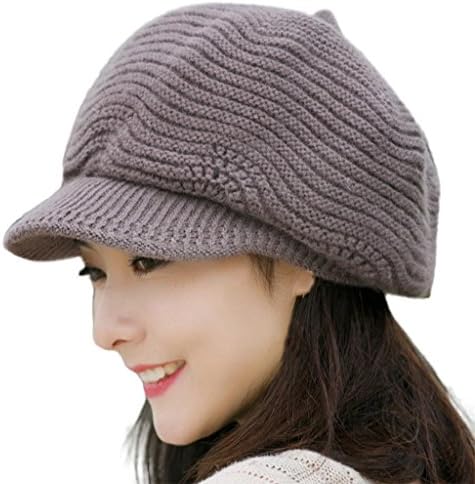 Pingtri Women Ladies Beret Winter Warm Baggy Beanie Knit Crochet Hat Slouch Ski Cap (Coffee)
