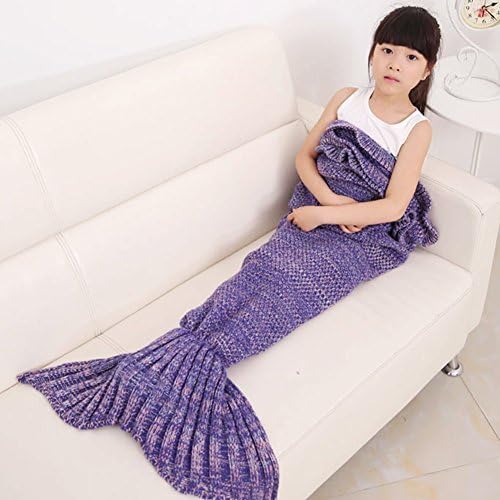 Xiujanet Handmade Knitted Mermaid Tail?Blanket Warm Soft Sleeping Bag 4 Colors?for Kids 55x28 (Purple) by Xiujanet