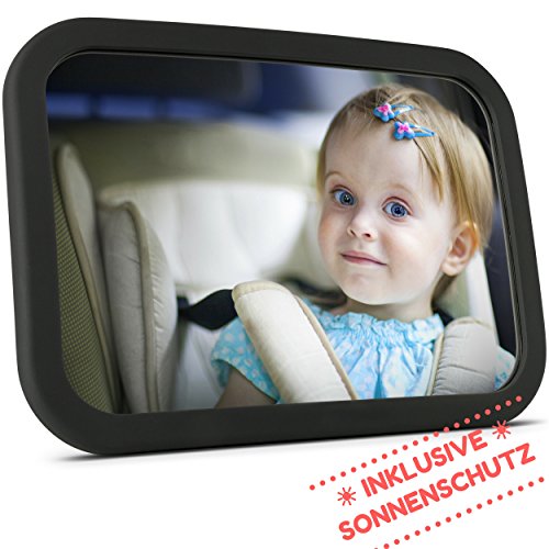 Rücksitzspiegel für Babys von Steppenläufer | Babyspiegel für's Auto (Kindersitz-Spiegel) - Autospiegel / Rückspiegel für's Baby, splitterfreier und extra großer Spiegel für die Babyschale