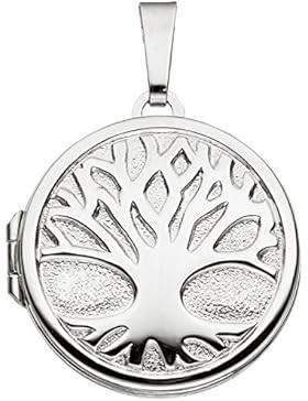 Runder Ketten-Anhänger / Medaillon Baum Lebensbaum Weltenbaum aus 925 Silber anlaufgeschützt für 2 Fotos