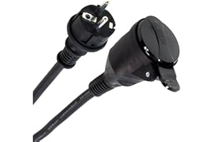 Plugger Rallonge Prolongateur électrique Professionnel étanche IP44, Longueur 20m, Noir. 16A Section 3G 1.5mm². Utilisation en extérieur ou intérieur. Bouchon de Protection. Qualité Professionnelle.