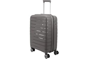 EUES Maletas de Viaje Cabina Trolley Rígida (55 x 38 x 22 cm), Maletas de Viaje con Ruedas Giratorias y Cerraduras de Dial Material PP Ligero (Griso-S)