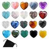 Tyrzol 20 Pcs Healing Crystals Natural Heart Stones Set Crystals And Gemstones Healing Crystal Gifts And Gemstones With Storage Bag For Beginners Stress Relief Meditation Yoga, Healing Gifts