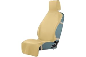 ‎SECELES 1Pc Erweitertes Wasserdichtes Autositzbezüge Handtuch mit 3 Schnallenriemen, Premium Universal Neoprene rutschfeste Rückseite Fleckabweisender Waschbar Autoschutz Sitzauflage für SUV Dog Kind (Beige)