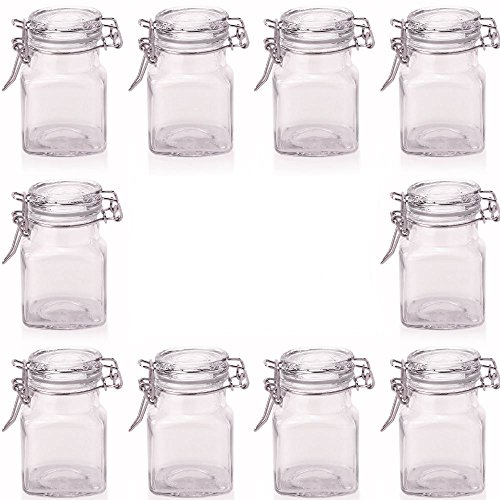 versandfuxx24 – 10 einfache eckige Gewürzgläser 100 ml / Glasdosen mit Bügelverschluss - 2