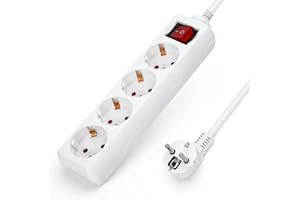 ‎AIGOSTAR Aigostar Steckdosenleiste 4-fach mit Schalter Tischsteckdose Kindersicherung 1,5 m Kabel, Weiß