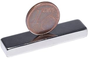 MAGNET-KAUF Imanes de neodimio, extrafuertes, cuadrados, 40 x 10 x 5 mm, 9 kg, imán de neodimio, 30 mm, 40 x 10 x 5 mm, imanes de neodimio N52, 4 Stück