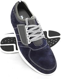 ZERIMAR Zapatos deportivos con alzas interiores de 7 Cm Fabricados en piel de alta calidad 100% piel Color azul marino